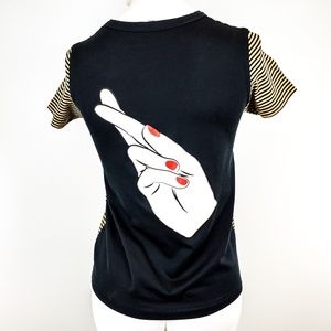 SONIA RYKIEL Fingers Crossed Graphic Striped Tee